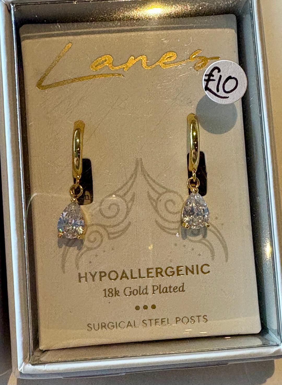 Gold 'Crystal Teardrop/Hoop' Earrings