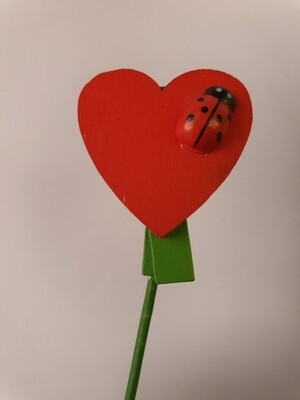 Topper Heart with ladybug 3xH30cm