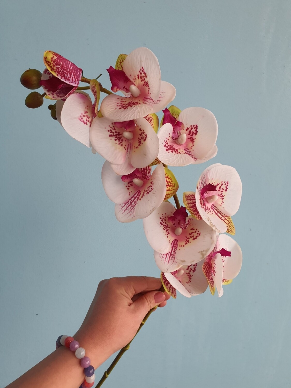 Орхидея белая с малиновым фаленопсис искусственная