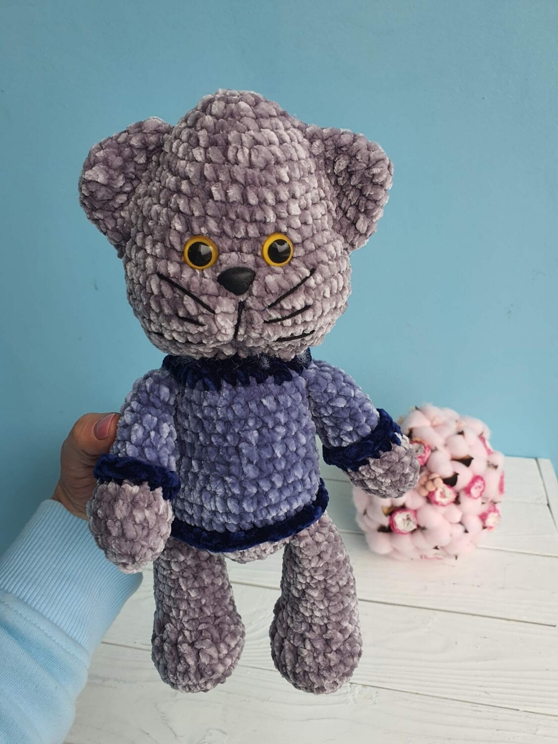 Toy knitted cat boy Handmade