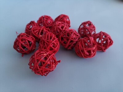 Набор шаров плетеных ротанг красный D=3см