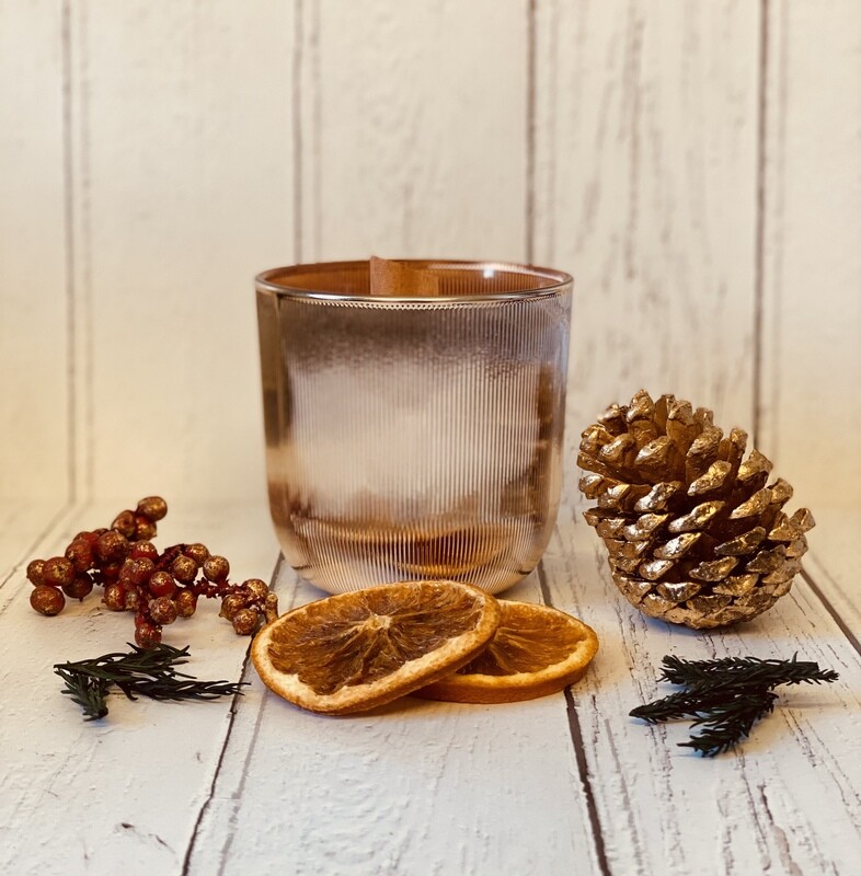 Christmas Rosegold ribbed candle