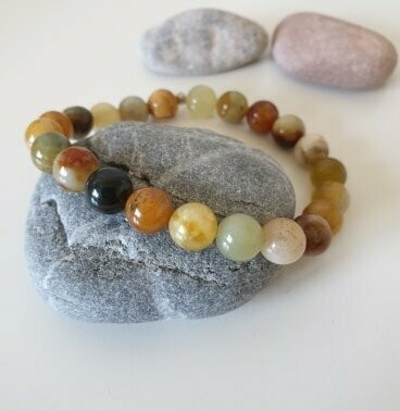 Bracelet jade fleur 8mm