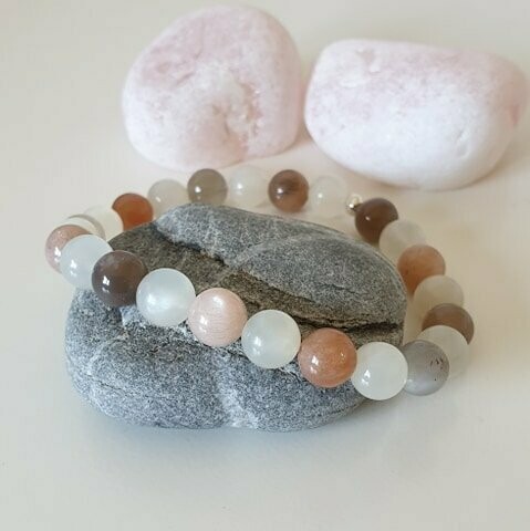 Bracelet pierre de lune 4 tons  8mm