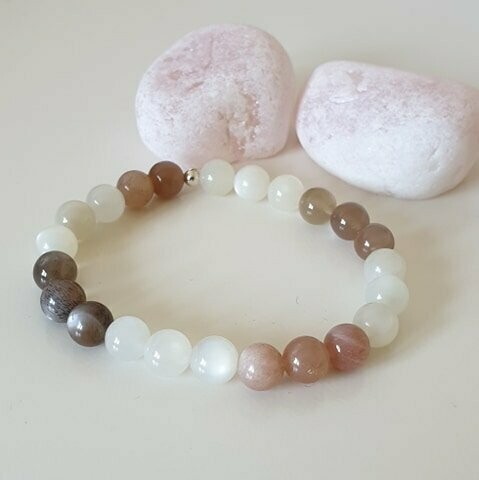 Bracelet pierre de lune 3 tons  8mm
