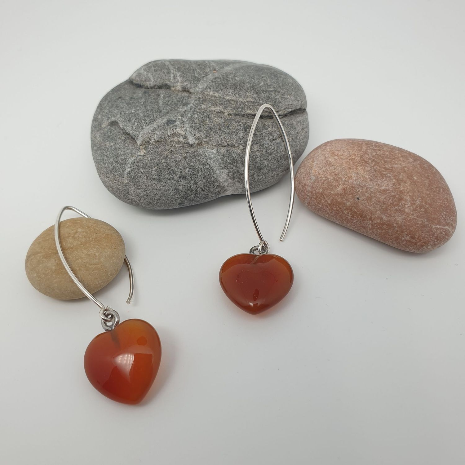 Boucles cornaline coeur