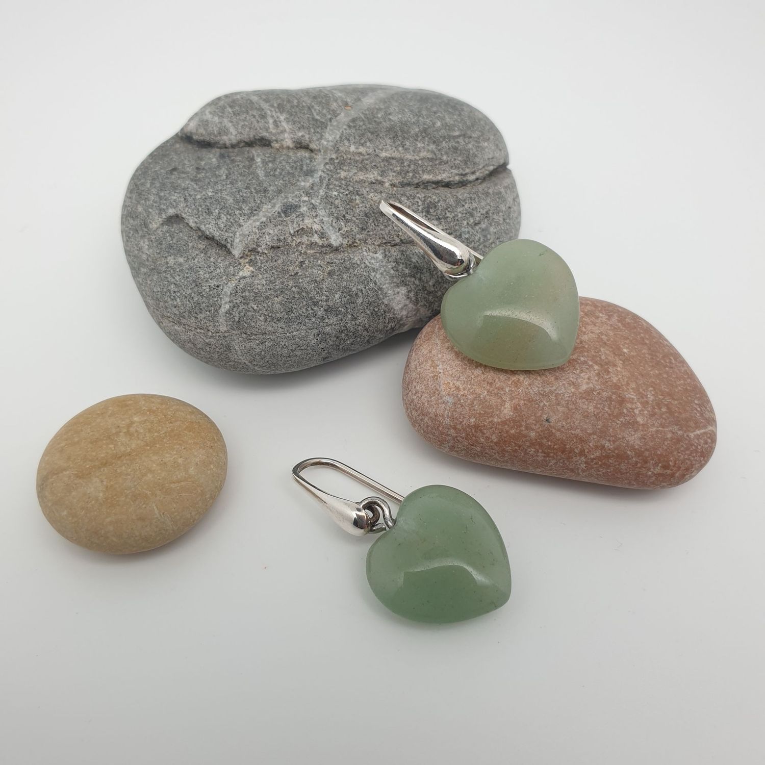 Boucles aventurine coeur