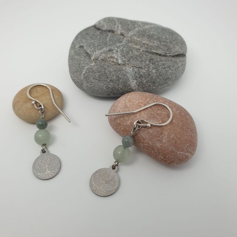 Boucles aventurine arbre de vie