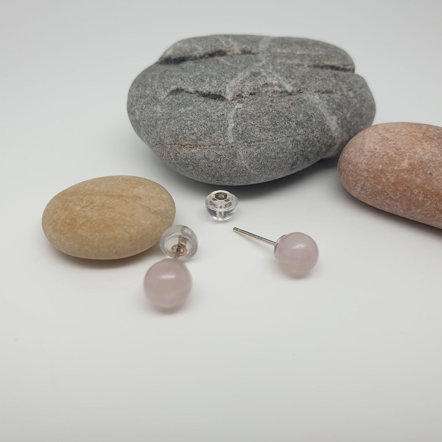Boucles clous quartz rose