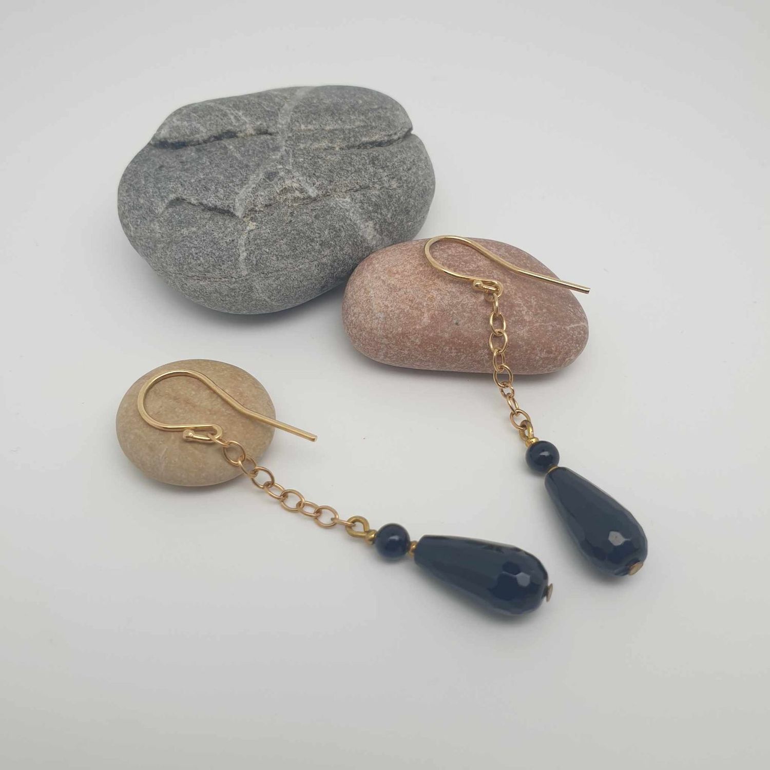 BO Agate Onyx goutte doré BO Agate Onyx goutte doré