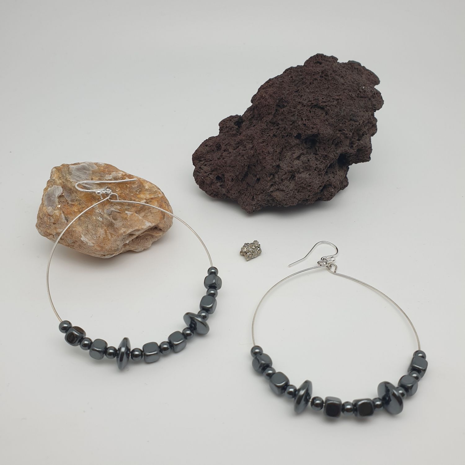Créoles hématite Créoles hématite