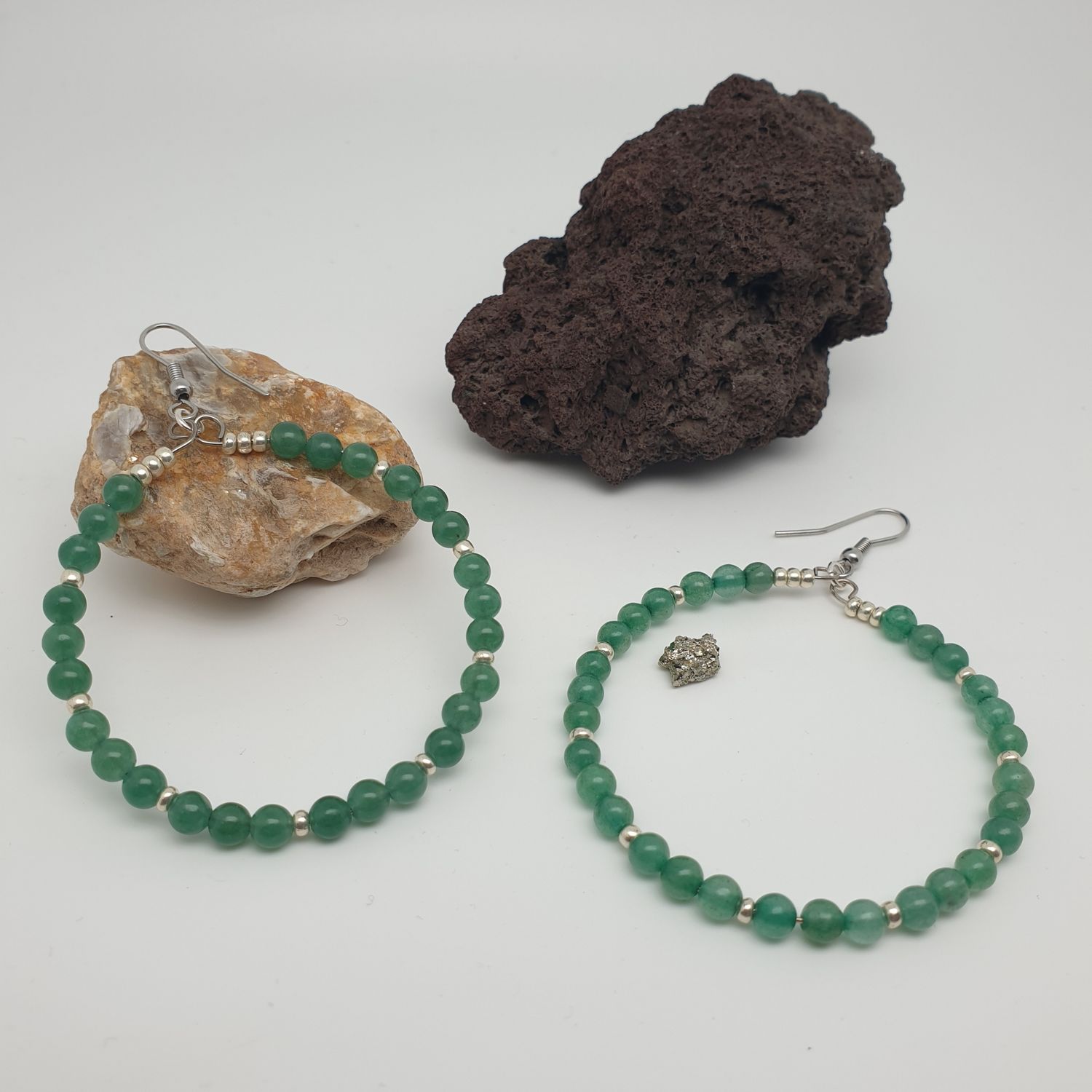 Créoles aventurine verte