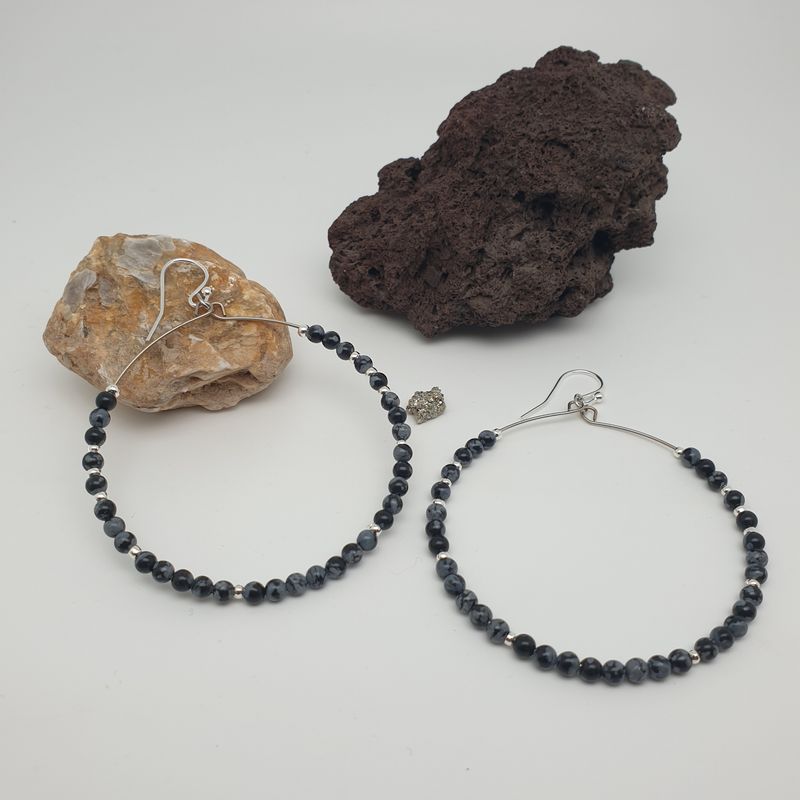 Créoles obsidienne flocon de neige