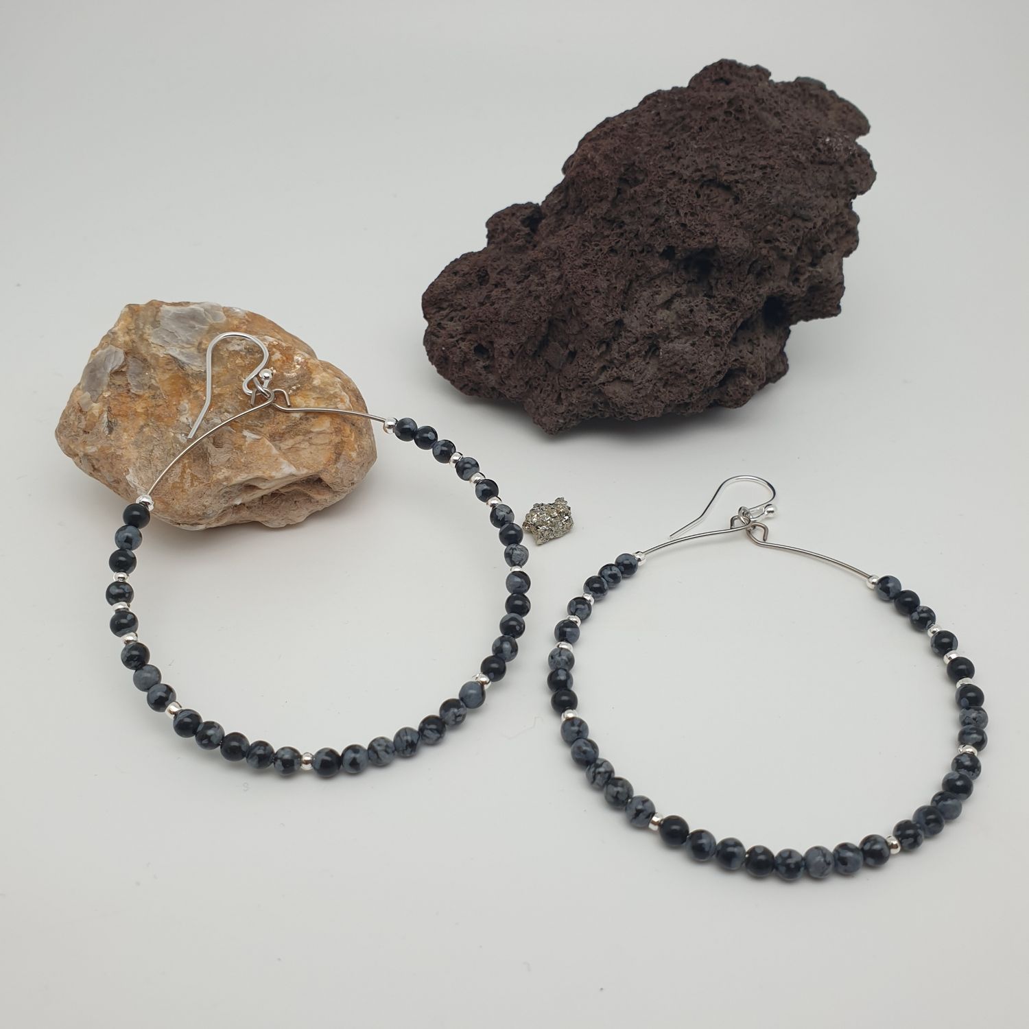 Créoles obsidienne flocon de neige