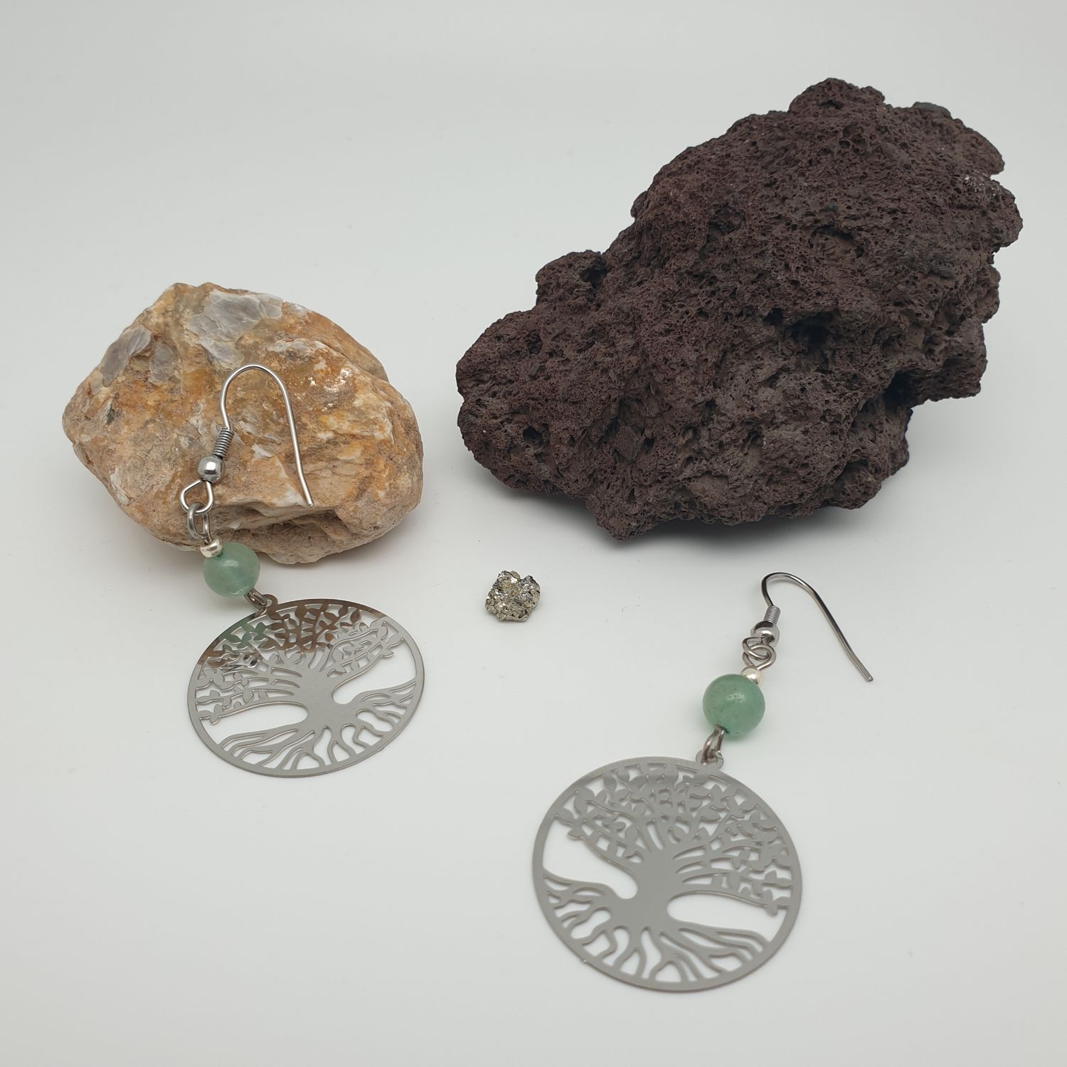 Boucles aventurine arbre de vie