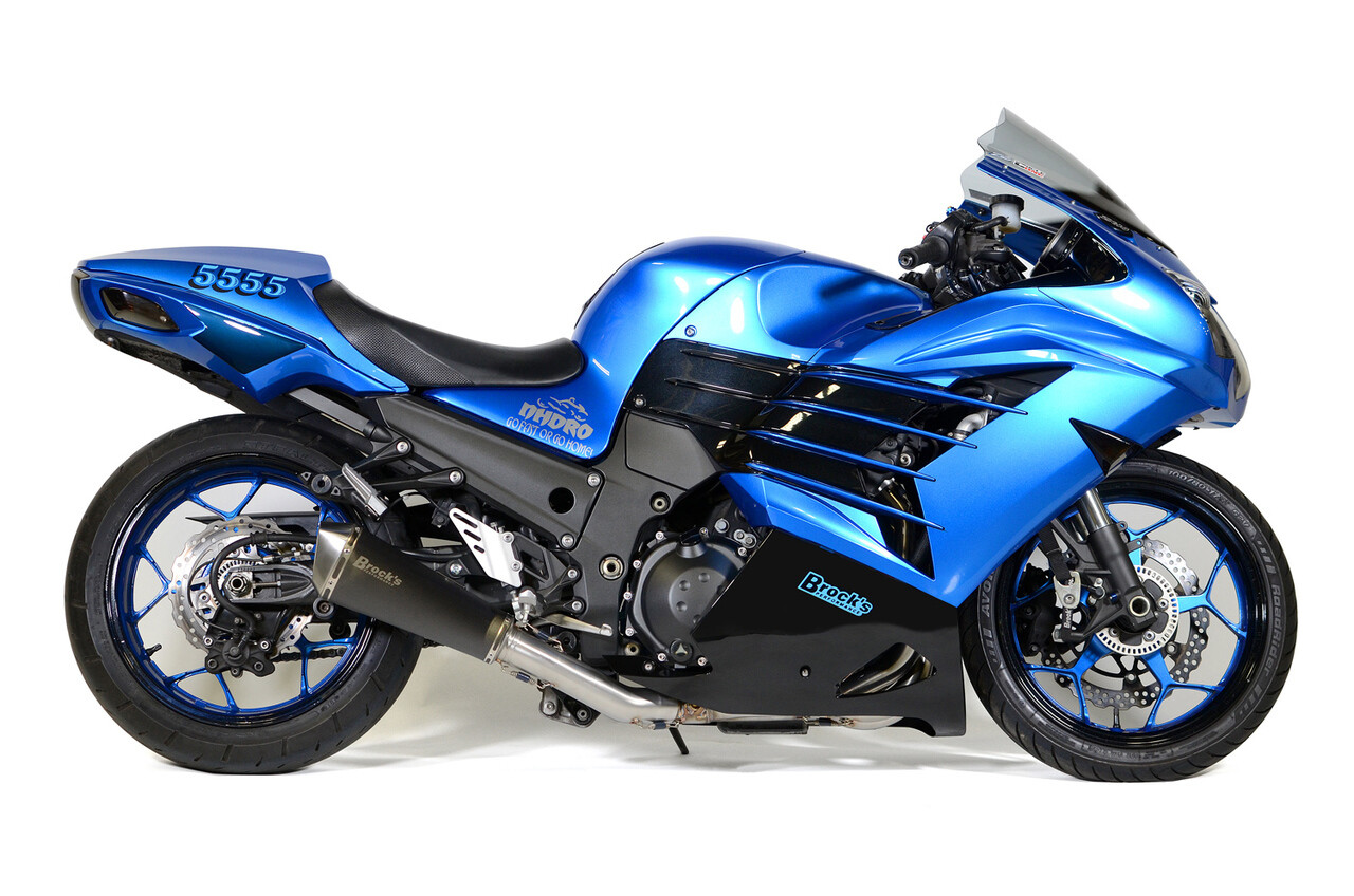 Brock's Predator Full System - Stainless Front Section w/ Electro-Black Muffler ZX-14R (12-20)