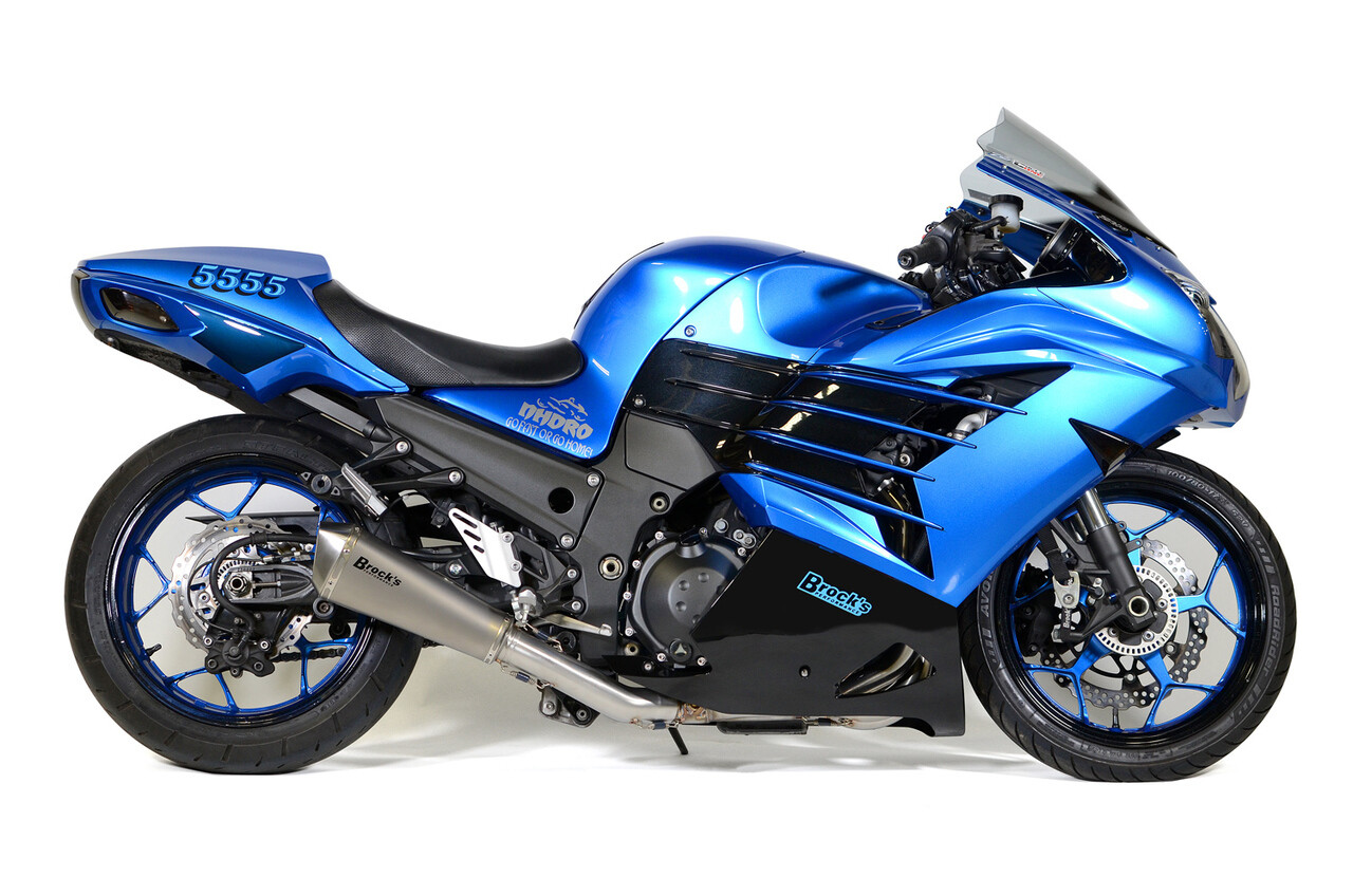 Brock's Predator Full System - Stainless Front Section w/ Titanium Muffler ZX-14R (12-20)