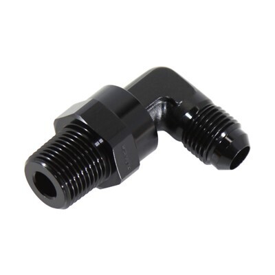 RBM 90° Swivel Adapter, 3/8 - 6AN Billet Fuel Rail Fitting