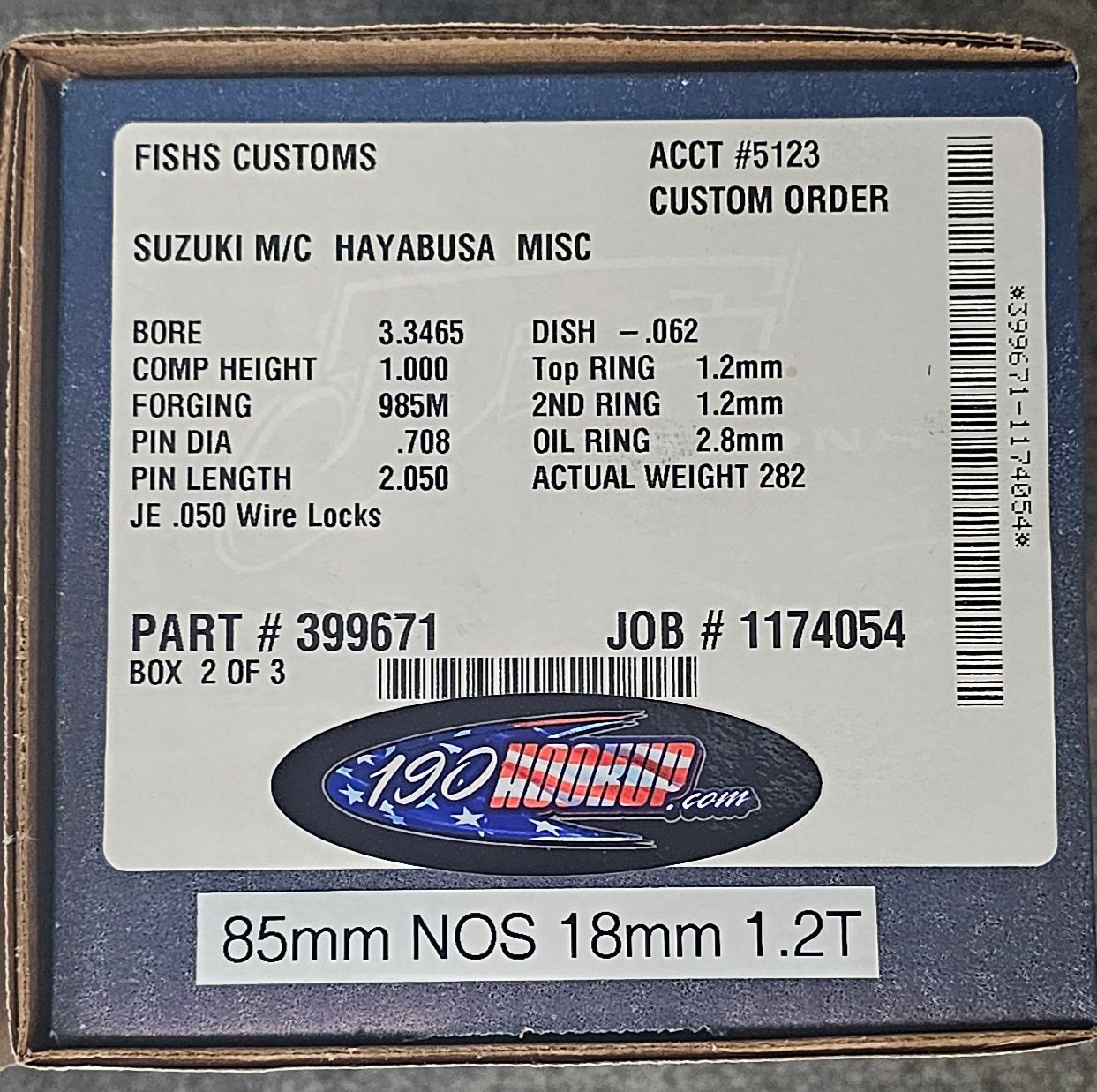 RBM Custom 85mm Stroker NOS Piston Kit Hayabusa 18mm Pin