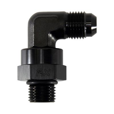 Adapter 90°, -6 AN JIC Male to -6 AN ORB Male, Black