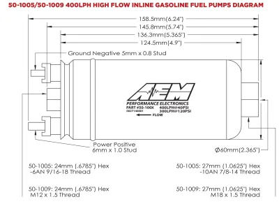 AEM 400 LPH Inline Fuel Pump