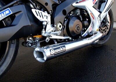 Brocks TiWinder Polished Full System w/ 18" Muffler Street Baffle GSX-R1000 (07-08)