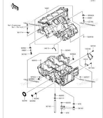 OEM Kawasaki NINJA ZX-14R ABS  Crankcase Set (16-23)