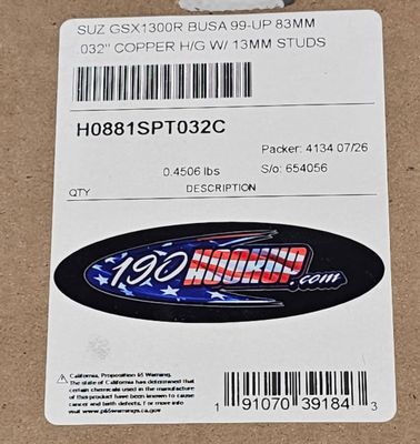 Cometic 83mm COPPER Head Gasket .032 13mm Studs ( Hayabusa Prostreet)