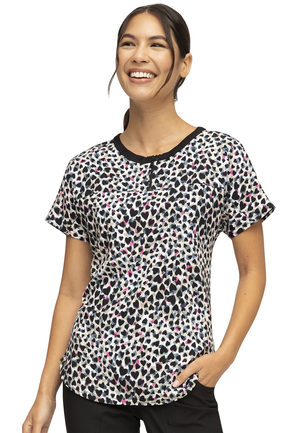 HeartSoul Scrubs Prints Round Neck Tuck-in Top