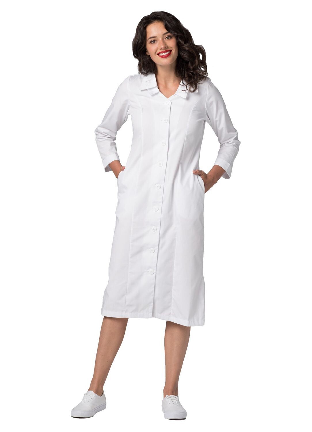 Adar Medical Double Embroidered Collar Dress