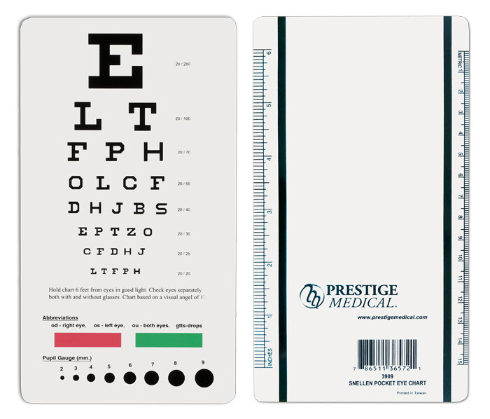 Prestige Medical Snellen Pocket Eye Chart