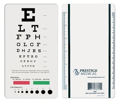 Prestige Medical Snellen Pocket Eye Chart