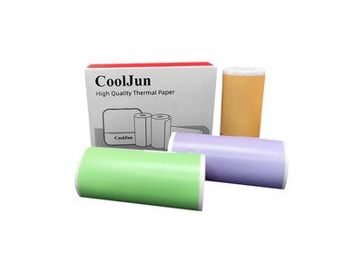 Papel adhesivo térmico 57 mm x 25 mm para mini impresora – Pack x3 (Naranja, verde y morado)