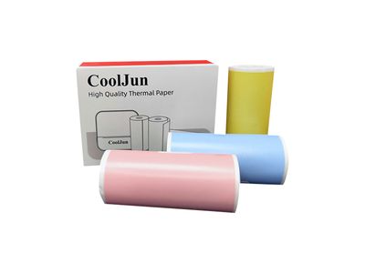 Papel adhesivo térmico 57 mm x 25 mm para mini impresora – Pack x3 (Rosa, Azul y Amarillo)