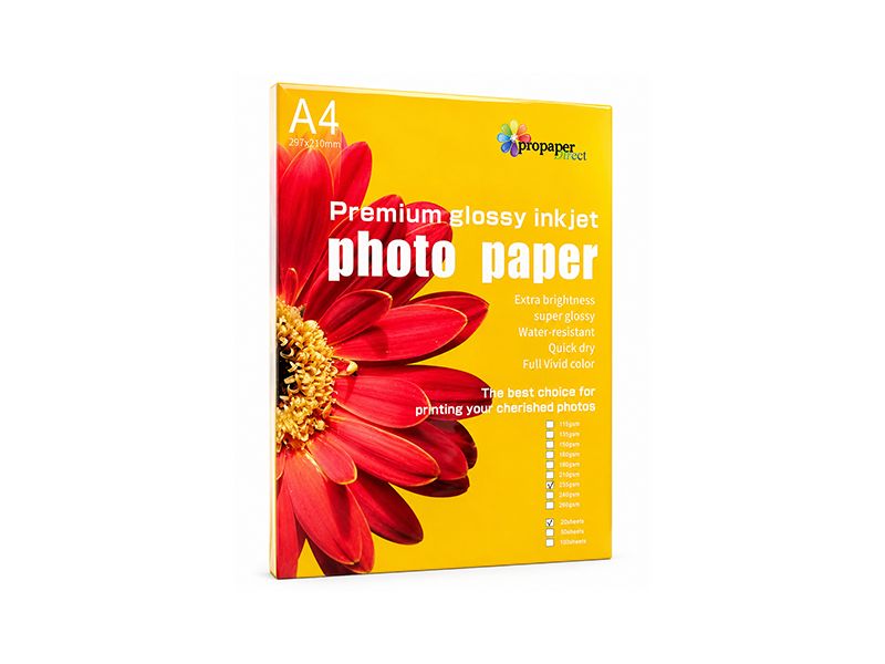 Papel Fotográfico Brillante ProPaper Direct A4 | 235g | 20 Hojas | Premium Glossy Inkjet Photo Paper