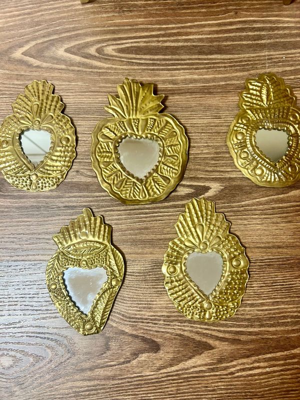 Conjunto de cinco Espejitos de Latón Artesanales Siham
