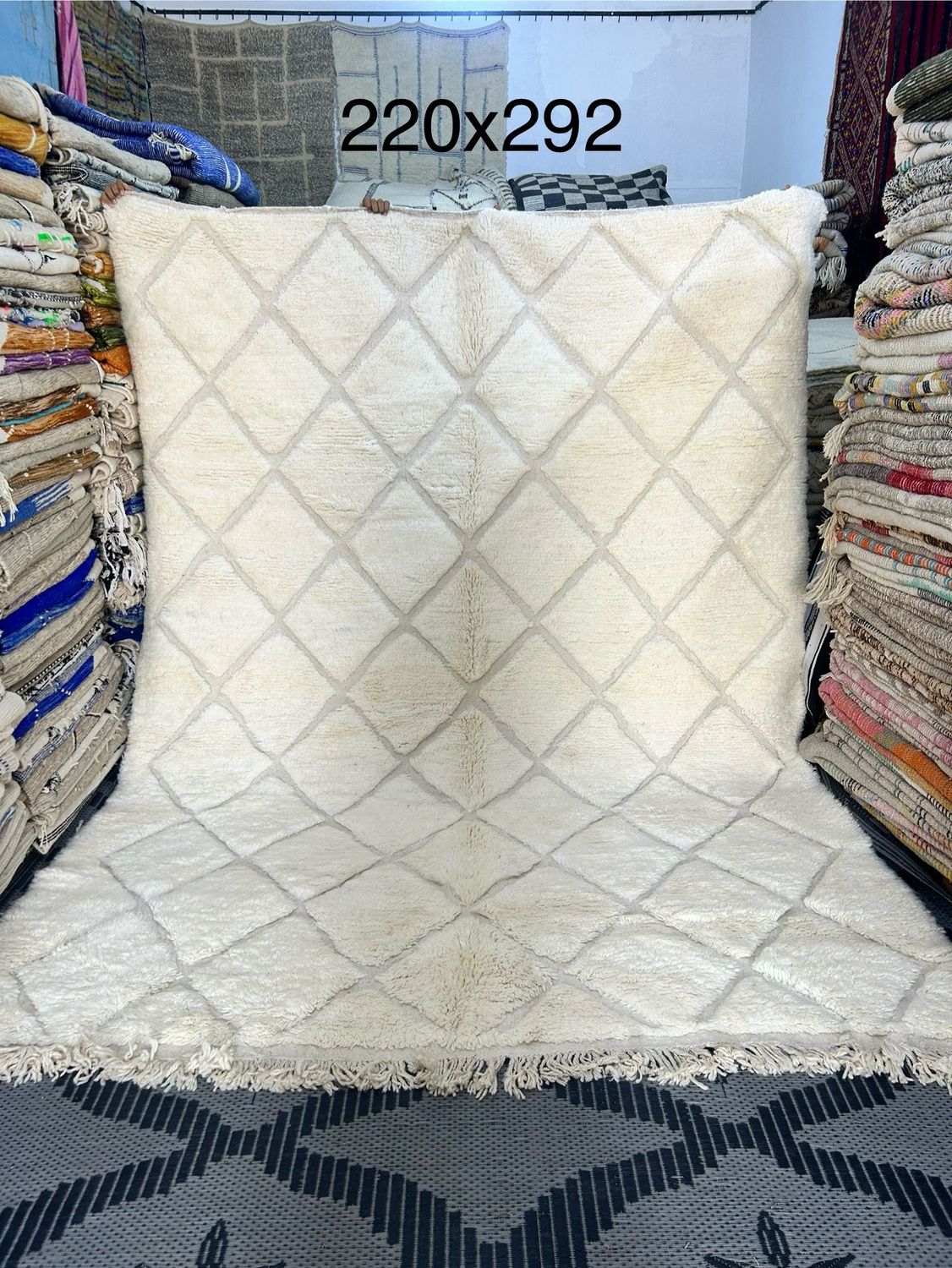 Alfombra Bereber Lana Beni Ouarain White 292x220 cm