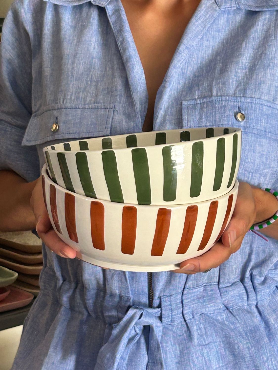 Ensaladera personalizada rayas