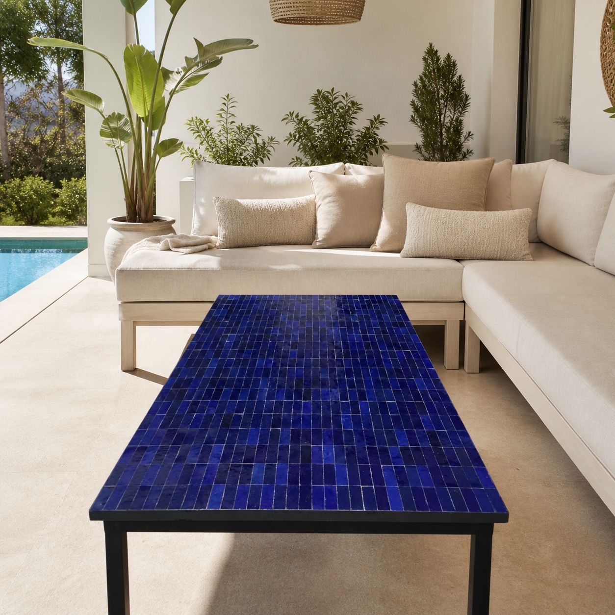Mesa Zellige  azul desde
