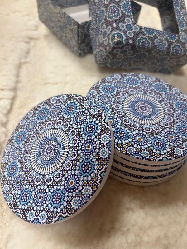 Juego de 6 Posavasos Artesanales Zellige Marroquí Juego de 6 Posavasos Artesanales Zellige Marroquí