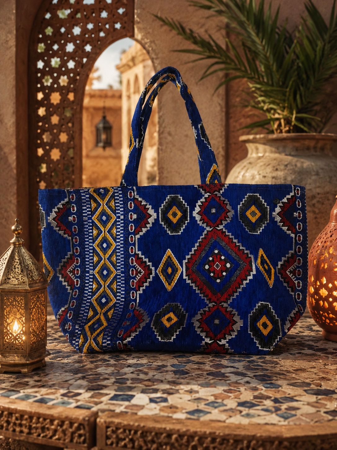 Bolso tote XXL Etnico Azul