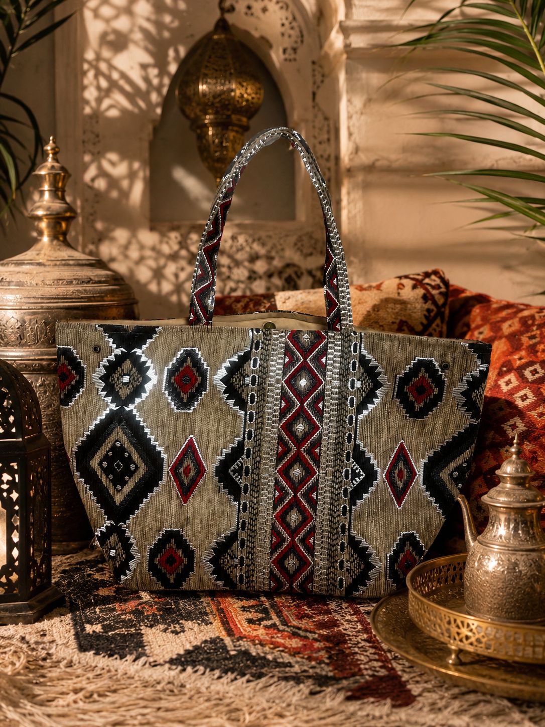 Bolso tote XXL Etnico Gris