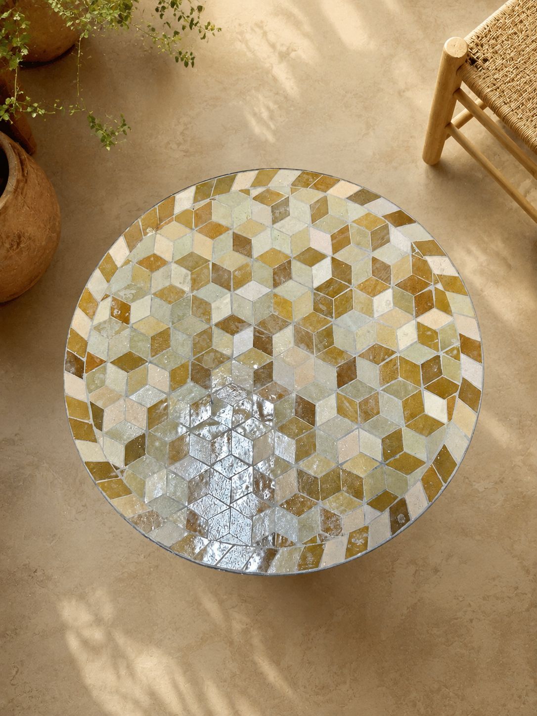 Mesa Zellige Beige y marrón Mesa Zellige Beige y marrón