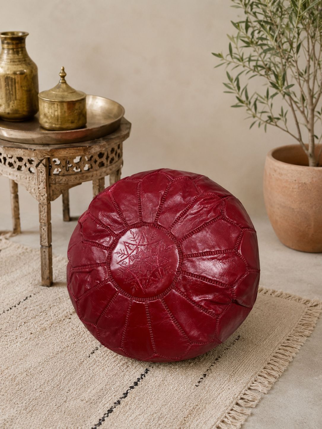 Puf de cuero Sultán Burdeos Rojo Puf de cuero Sultán Burdeos Rojo