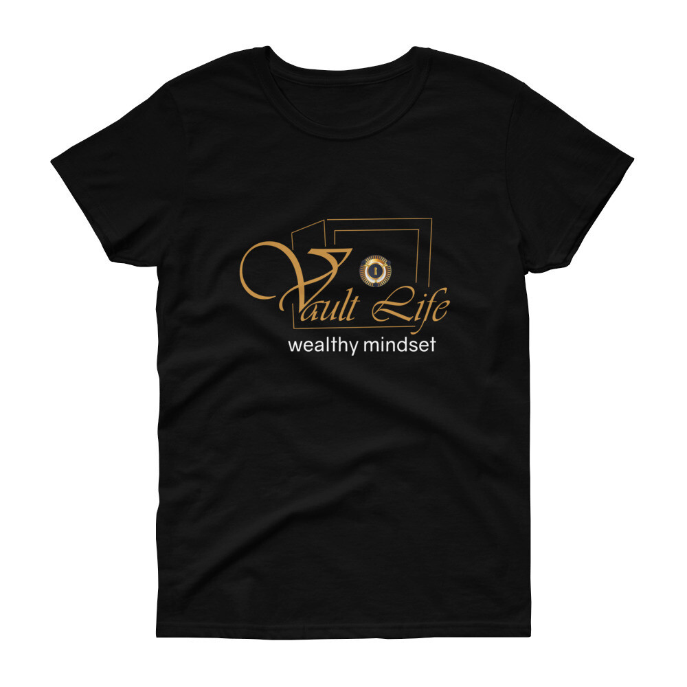 Women&#39;s Black Vault Life Premium Gold Lettering T-Shirt