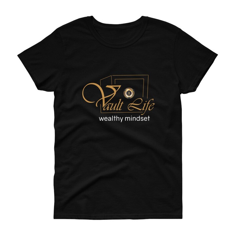 Women&#39;s Black Vault Life Premium Gold Lettering T-Shirt