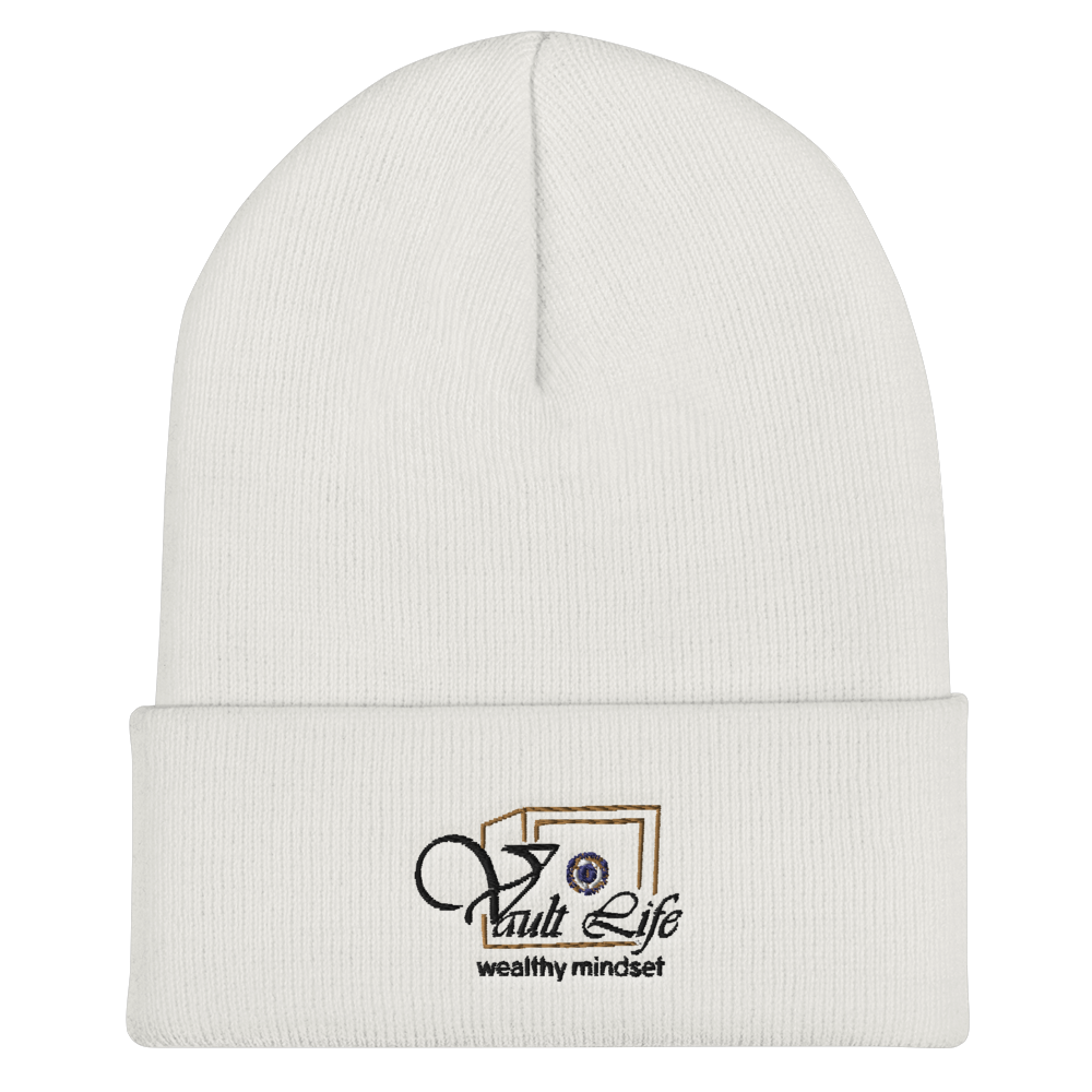White Vault Life Cuffed Beanie