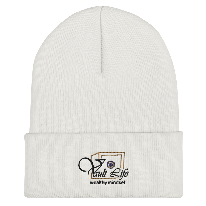White Vault Life Cuffed Beanie