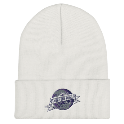 White Inspire Thy World Cuffed Beanie