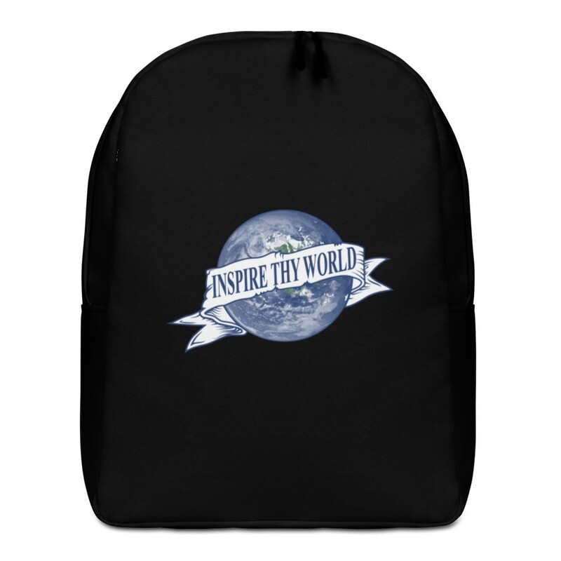 Black Inspire Thy World Minimalist Backpack